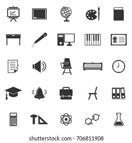 Classroom icons on white background, stock vector