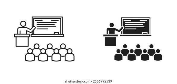 Classroom icons in outline and fill. vector illustration for ui.