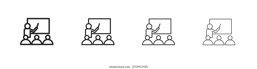 Iconos del aula, conjunto de iconos lineales. Iconos lineales negros de la palma
