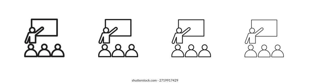 Classroom icons, Set of linear icons. Black linear palm icons