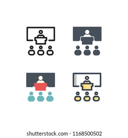 classroom icons vector with four different styles