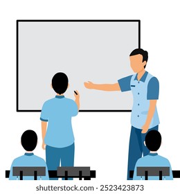 classroom illustration, student and teacher in the classroom