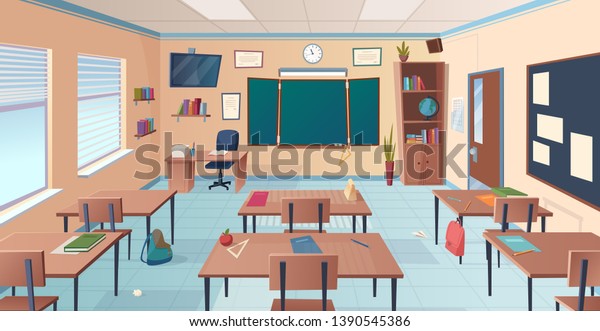 Classroom Interior School College Room Desks Stock Vector (Royalty Free ...