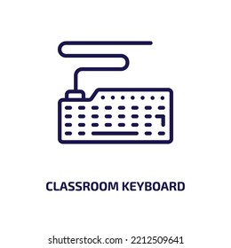 classroom keyboard icon from computer collection. Thin linear classroom keyboard, keyboard, business outline icon isolated on white background. Line vector classroom keyboard sign, symbol for web and 