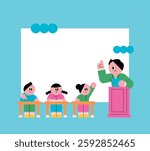 Classroom Learning Fun Simple and flat style. Education and study. cute elementary school student