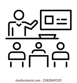 Classroom lecture icon in linear style 