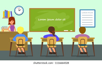 Classroom lesson background. Flat illustration of classroom lesson vector background for web design