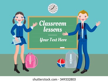 classroom lessons girl and boy bright