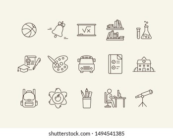 Classroom line icon set. Subject, homework, knowledge. Education concept. Can be used for topics like studying, school, college