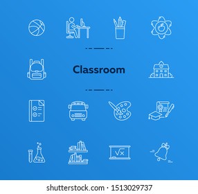 Classroom line icon set. Subject, homework, knowledge. Education concept. Can be used for topics like studying, school, college