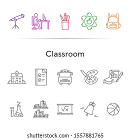 Classroom line icon set. Subject, homework, knowledge. Education concept. Can be used for topics like studying, school, college