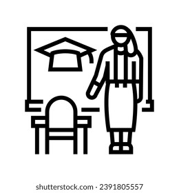 classroom management primary school line icon vector. classroom management primary school sign. isolated contour symbol black illustration