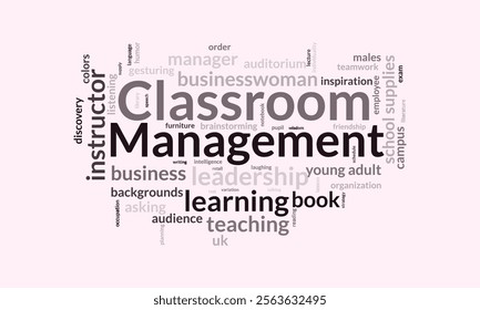 Classroom Management word cloud template. Classroom Management concept vector tagcloud background.