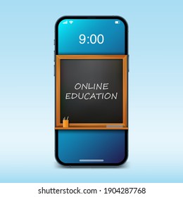 Classroom online education, learning on smartphone live streaming, vector illustration