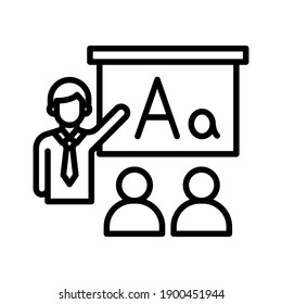Classroom, punto, imagen vectorial del icono del profesor. También se puede usar para la educación. Idóneo para aplicaciones web, aplicaciones móviles y medios impresos.