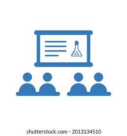 classroom, presentation icon. Blue color design.
