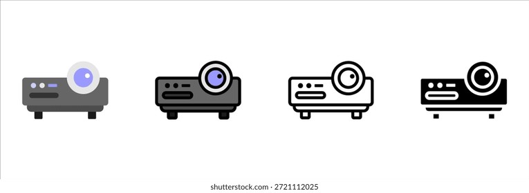 Conjunto de iconos de proyector de aula Vector de equipo escolar moderno