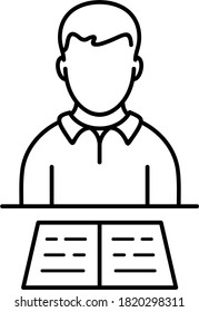 Classroom routines. Vector outline icon.