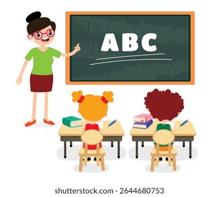 Classroom Scene With Cartoon Characters