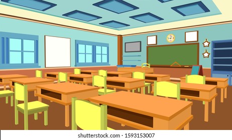Classroom In School Illustration Vector Art Scenery Interior University Educational Concept 1