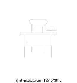 classroom, school table line illustration icon on white background