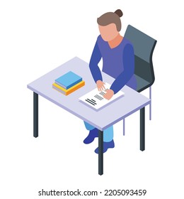 Classroom school test icon. Isometric of classroom school test vector icon for web design isolated on white background