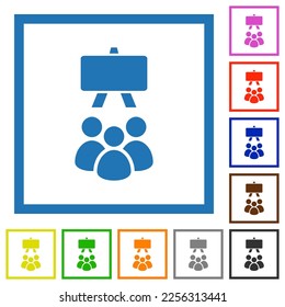 Classroom solid flat color icons in square frames on white background