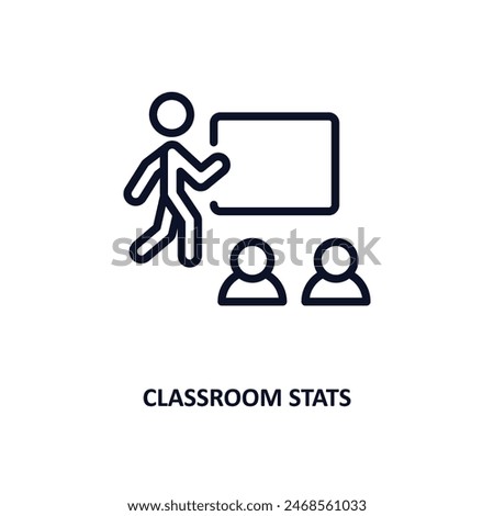 classroom stats icon. Thin line classroom stats icon from people and relation collection. Outline vector. Editable classroom stats symbol can be used web and mobile