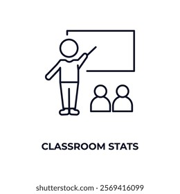 classroom stats outline icon. Linear vector from people concept. Thin line classroom stats icon isolated on white background