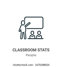 Classroom stats outline vector icon. Thin line black classroom stats icon, flat vector simple element illustration from editable people concept isolated stroke on white background