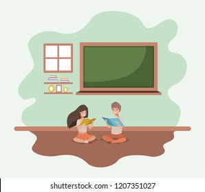 classroom with students sitting reading book