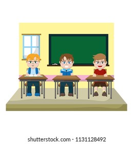 classroom with students sitting school desk