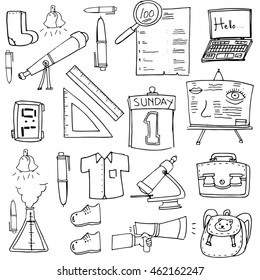 Classroom supplies doodles school education vector art