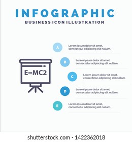Classroom, Teacher, Board, Education Blue Infographics Template 5 Steps. Vector Line Icon template