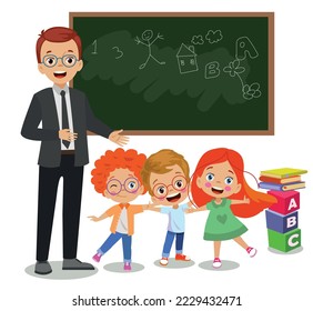 classroom teacher and cute students