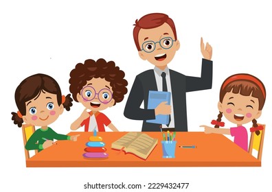 classroom teacher and cute students