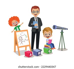 classroom teacher and cute students