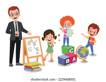 profesor de aula y estudiantes lindos