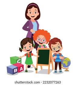 classroom teacher and cute students