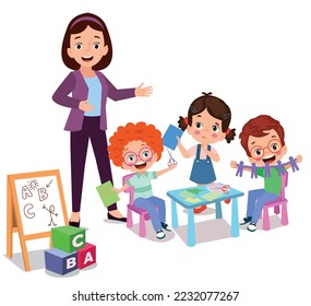 classroom teacher and cute students