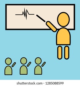 classroom teacher with students ,Flat style vector illustration