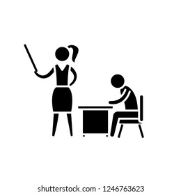 Classroom training black icon, vector sign on isolated background. Classroom training concept symbol, illustration 