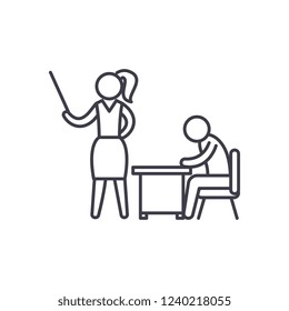 Classroom training line icon concept. Classroom training vector linear illustration, symbol, sign