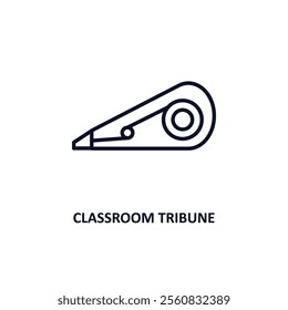 classroom tribune outline icon.  Thin line icon from education collection. Editable vector isolated on white background
