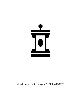Classroom tribune vector icon in black solid flat design icon isolated on white background