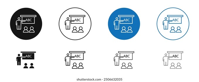 Classroom vector icon in black and blue colors