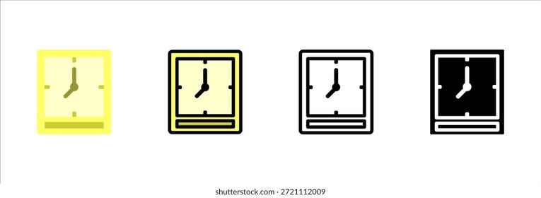 Iconos del reloj de pared del salón de clases colección de contorno plano estilo sólido