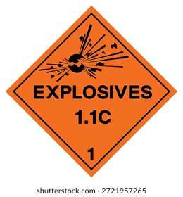 Classe 1: Símbolo De Explosivos 1.1C, Ilustração Vetorial, Isolar No Rótulo Branco De Fundo. EPS10