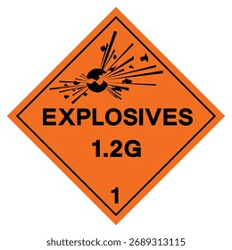Classe 1: Símbolo De Explosivos 1,2G, Ilustração Vetorial, Isolar No Rótulo Branco De Fundo. EPS10