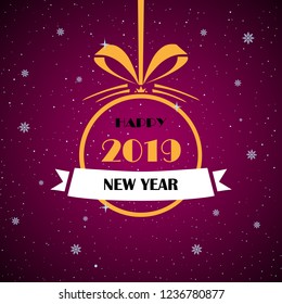 Classy 2019 Happy New Year background. Golden design for Christmas and New Year 2019 greeting cards.